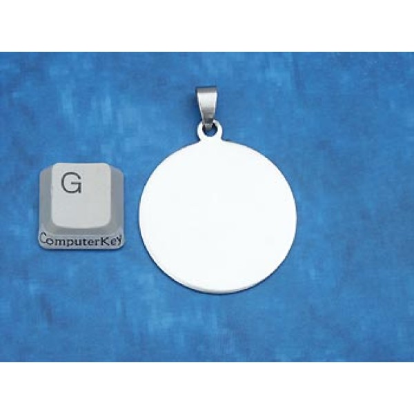 43mm round disc, Stainless Steel, with bail
