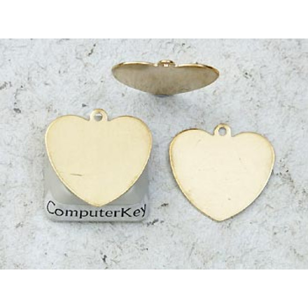 18mm heart shaped raw brass disc