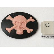40x30mm Black with Pink Skull and Crossbones portrait cameo