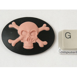 40x30mm Black with Pink Skull and Crossbones portrait cameo
