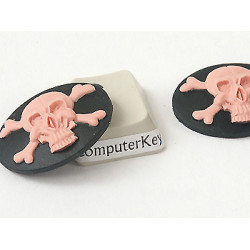 25x18mm Black with Pink Skull and Crossbones cameo (landscape view)