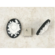 40x30mm Black with White Rose portrait cameo