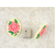 40x30mm 3 colour bright pink Rose portrait cameo