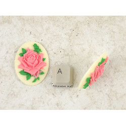 40x30mm 3 colour bright pink Rose portrait cameo