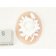 40x30mm Peach with White Rose portrait cameo