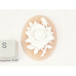 40x30mm Peach with White Rose portrait cameo