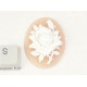 40x30mm Peach with White Rose portrait cameo