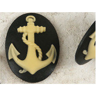 40x30mm Black with Ivory Anchor portrait cameo, budget