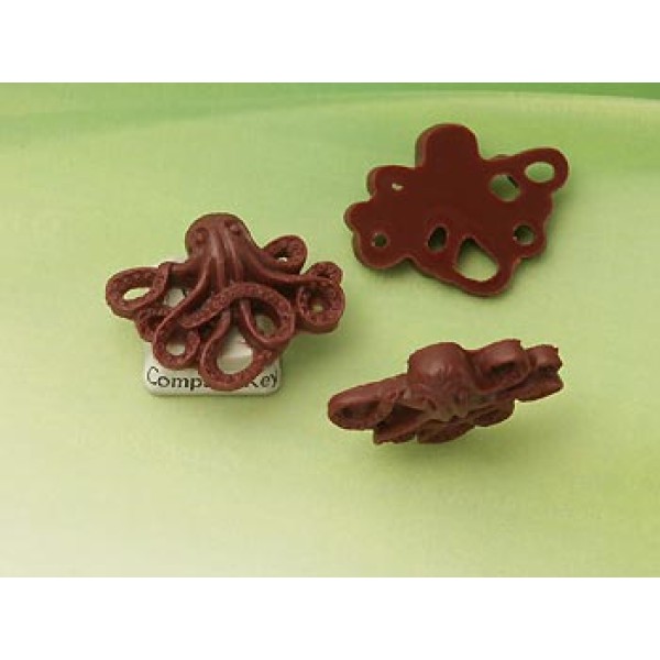 31x24mm Resin Octopus Cameo, Dark Burgundy