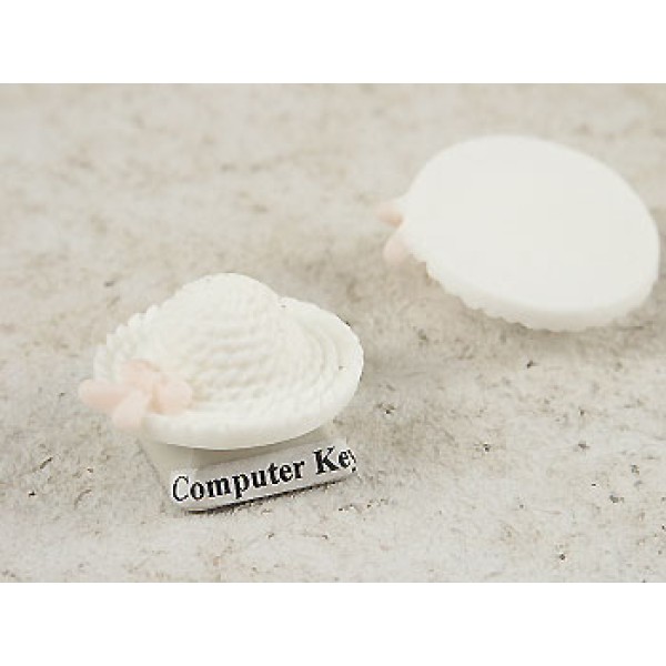 26x29mm Resin Cabochon, Hat, White