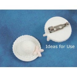 26x29mm Resin Cabochon, Hat, White