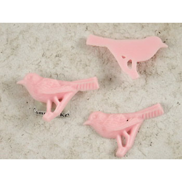 Resin Cabochon, Bird, 42mm, Pink