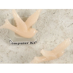 Resin Cabochon, Bird, 26mm, Peach Puff