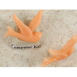 Resin Cabochon, Bird, 24mm, Deep Apricot