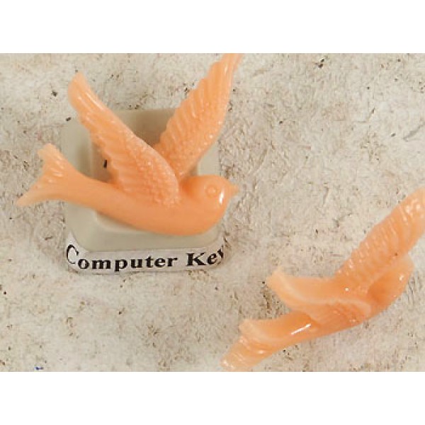 Resin Cabochon, Bird, 24mm, Deep Apricot