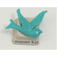 Resin Cabochon, Bird, 24mm, Teal