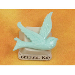 Resin Cabochon, Bird, 24mm, Aqua