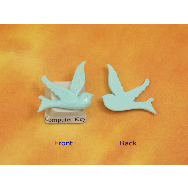 Resin Cabochon, Bird, 24mm, Aqua