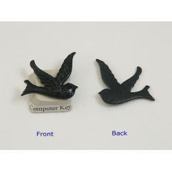 Resin Cabochon, Bird, 24mm, Black