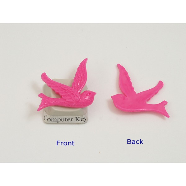 Resin Cabochon, Bird, 24mm, hot Pink