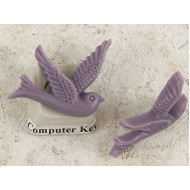 Resin Cabochon, Bird, 26mm, Purple