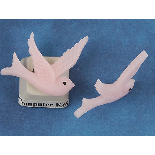 Resin Cabochon, Bird, 26mm, Pink