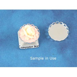 18mm Pink with Ivory Flower Rose round cameo, bag of 5