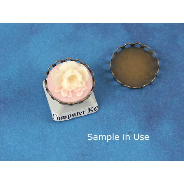 18mm Pink with Ivory Flower Rose round cameo, bag of 5