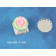 18mm Green with Pink Flower Rose round cameo, bag of 5