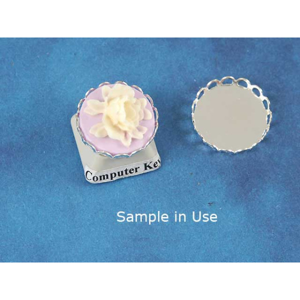 18mm Lilac with Ivory Flower Rose round cameo, bag of 5