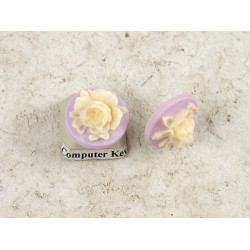 18mm Lilac with Ivory Flower Rose round cameo, bag of 5