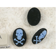 25x18mm Black with Purple Skull and Crossbones cameo