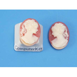 18x13mm Left/Right Carnelian with Ivory Lady cameos, pair