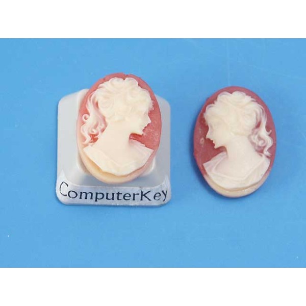 18x13mm Left/Right Carnelian with Ivory Lady cameos, pair