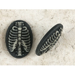 24x17mm Dark Grey with Off-White skeleton Rib-Cage cameo