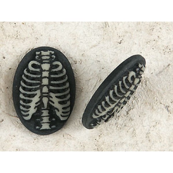 24x17mm Dark Grey with Off-White skeleton Rib-Cage cameo