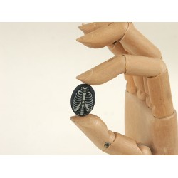 24x17mm Dark Grey with Off-White skeleton Rib-Cage cameo