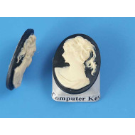 25x18mm Black with dark Ivory Lady with ponytail cameo