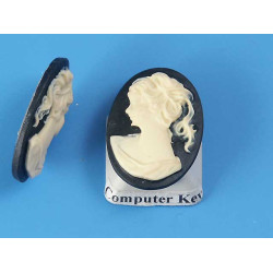 25x18mm Black with dark Ivory Lady with ponytail cameo