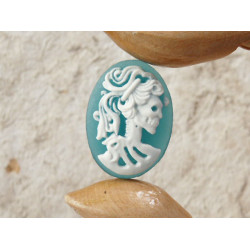 25x18mm Teal with White Lolita lady skeleton cameo