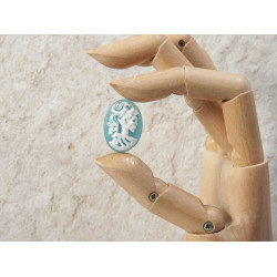 25x18mm Teal with White Lolita lady skeleton cameo