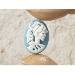 25x18mm Blue with White Lolita lady skeleton cameo