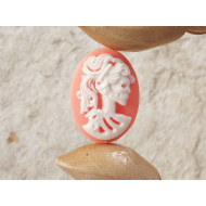 25x18mm Hot Pink with White Lolita lady skeleton cameo