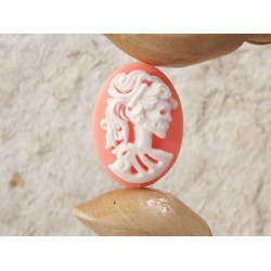 25x18mm Hot Pink with White Lolita lady skeleton cameo