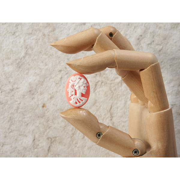 25x18mm Hot Pink with White Lolita lady skeleton cameo