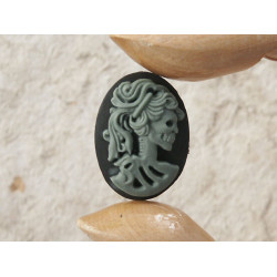 25x18mm Black with Grey Lolita lady skeleton cameo