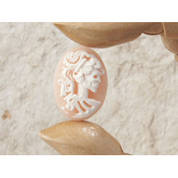 25x18mm Pinky Salmon with White Lolita lady skeleton cameo 