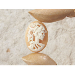 25x18mm Orange-y Salmon with Off-White Lolita lady skeleton cameo 