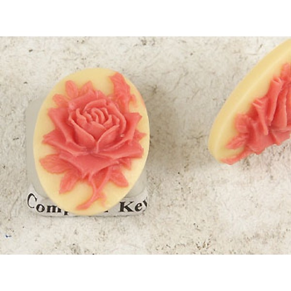 23x17mm Yellow with Salmon Rose, cameo