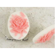 23x17mm White with Pink Rose, cameo